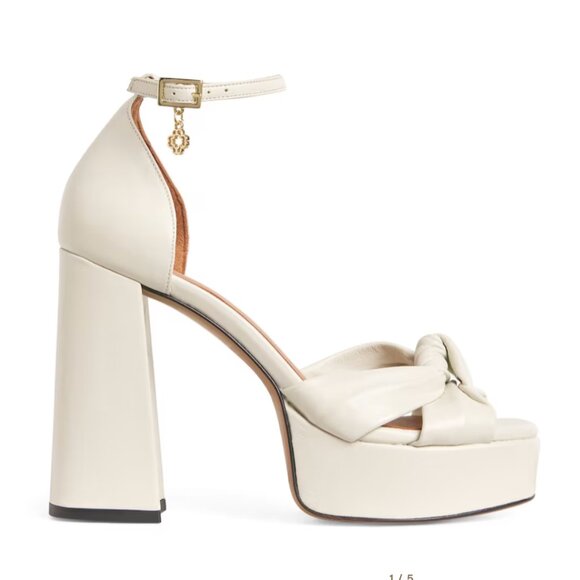 MAJE OFF-WHITE Leather platform sandals (SIZE 7.5) - Picture 1 of 4
